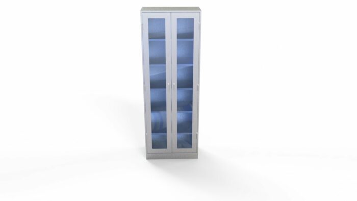 tall stainless steel lab cabinet  front view