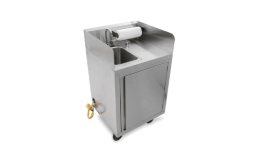 stainless mobile hand wash station with splash guards